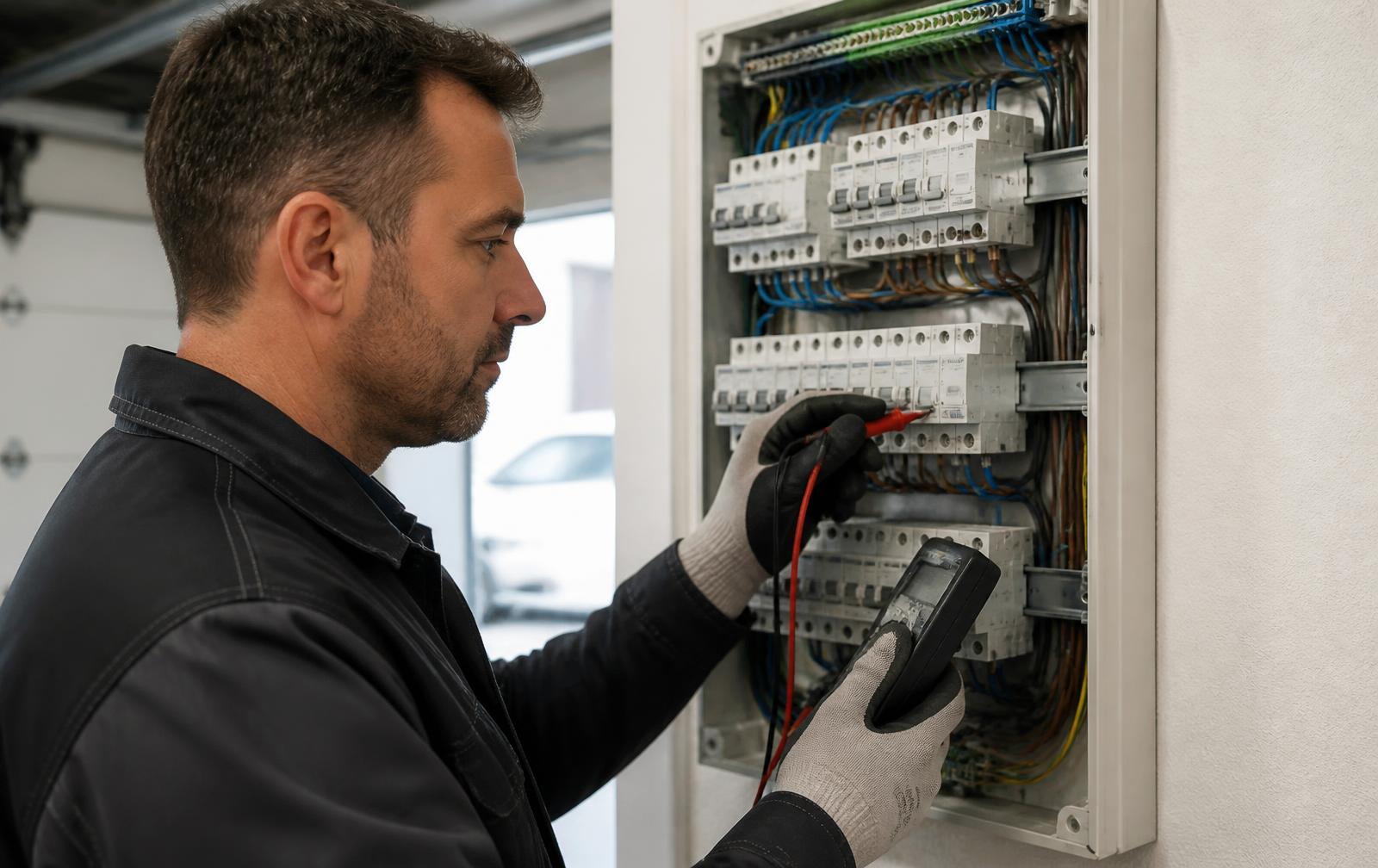 Kontrola domového elektrického rozvádzača meracím prístrojom