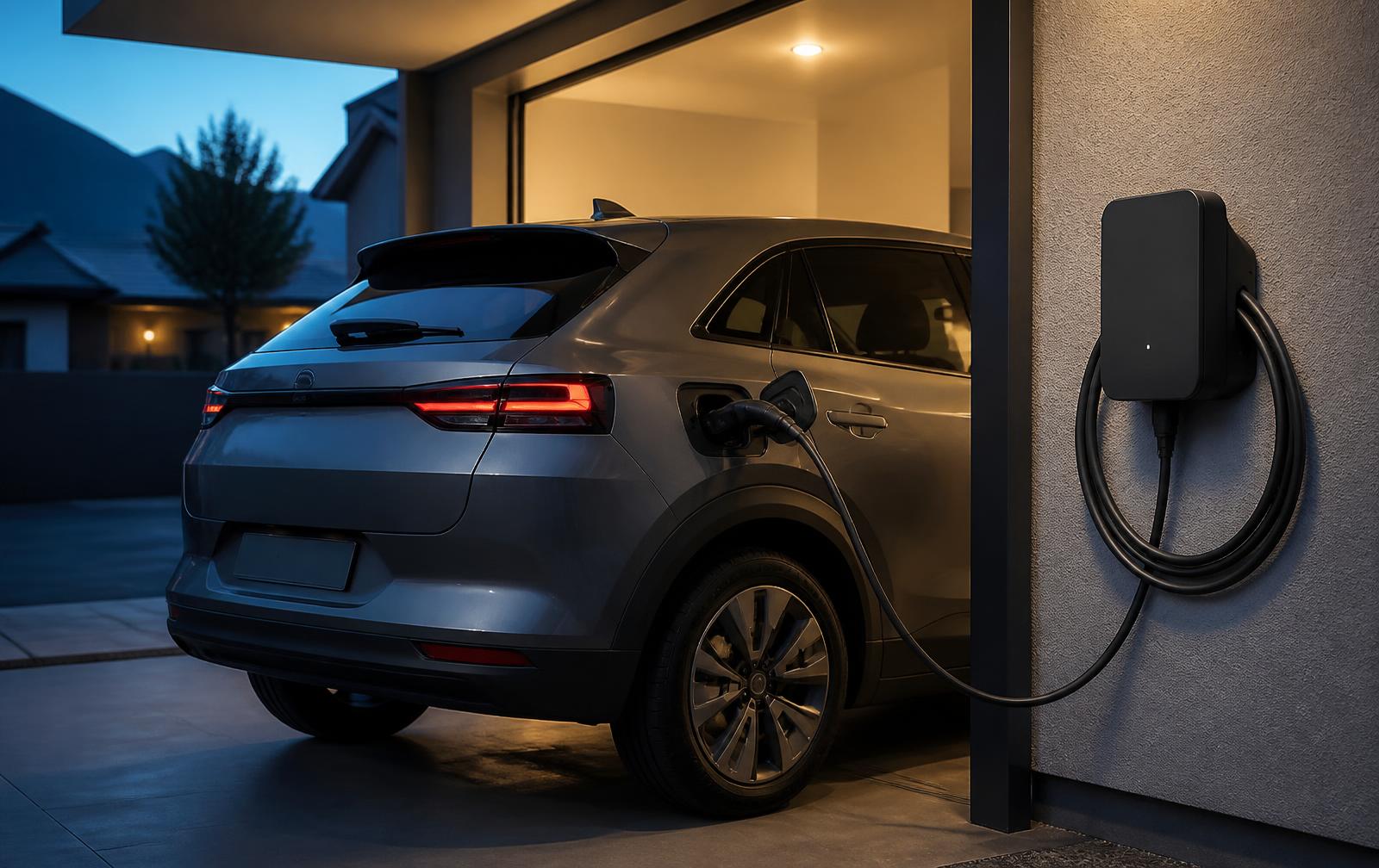 Elektromobil pripojený k domácemu wallboxu